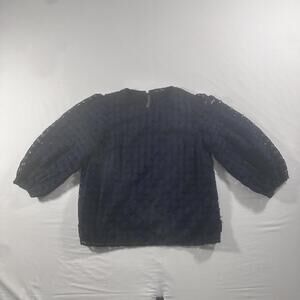 Massimo Dutti Women's Navy Blue Cut Out Long Sleeve Blouse Shirt Size 10